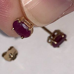 14K 5x3 Oval Natural Ruby Post Earrings
